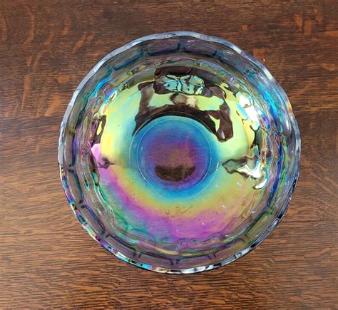 Federal Glass Iridescent Smoke Yorktown Colonial Bowl Etsy