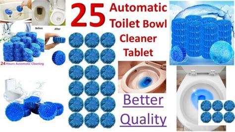 25 automatic bleach toilet bowl cleaner stain remover blue tab tablet