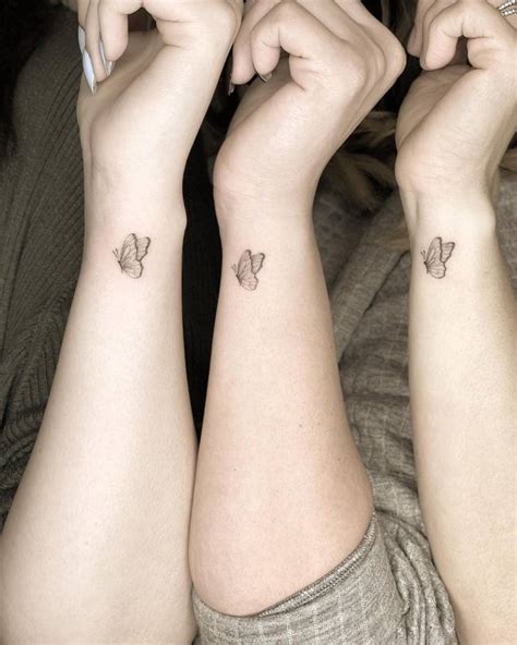 butterfly matching tattoo  sisters fine  style