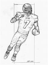 Football Player Drawing Players Drawings Draw Cartoon Sports Cool Clipart Sketches Sketch Playing English Getdrawings Outline sketch template