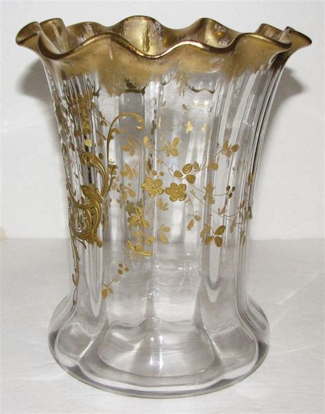 19th Century Moser Enameled Handblown Glass Vase 24k Gold Artwork 8