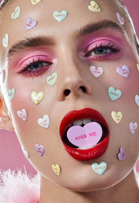 love beauty editorial photoshoot hearts glitter makeup stickers