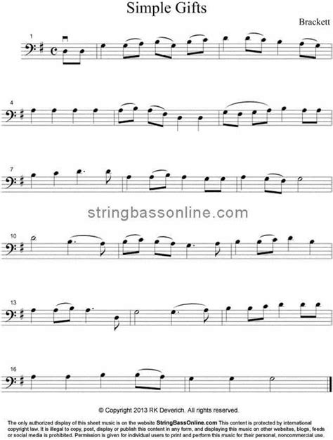 String Bass Online Free Bass Sheet Music Simple Ts