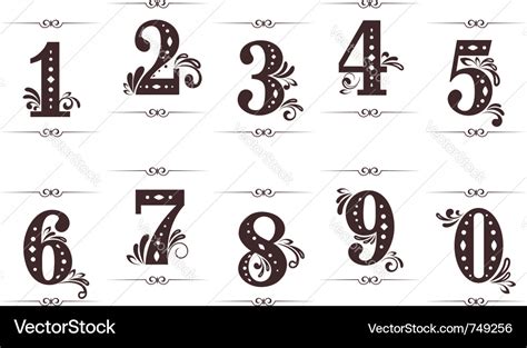 vintage numbers set royalty  vector image vectorstock