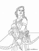 Greek Coloring Artemis Goddess Pages Hunting Goddesses Hellokids Diana Gods Print Color sketch template