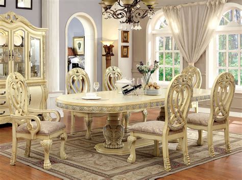 versailles antique white formal dining table set