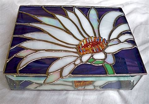 Hand Made Stained Glass Jewelry Boxes ~~ Flower Bird