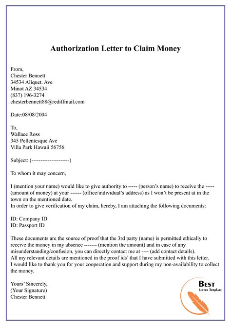 authorization letter  claim audreybraun