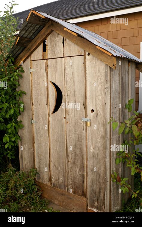 fashioned wooden outhouse stock photo alamy