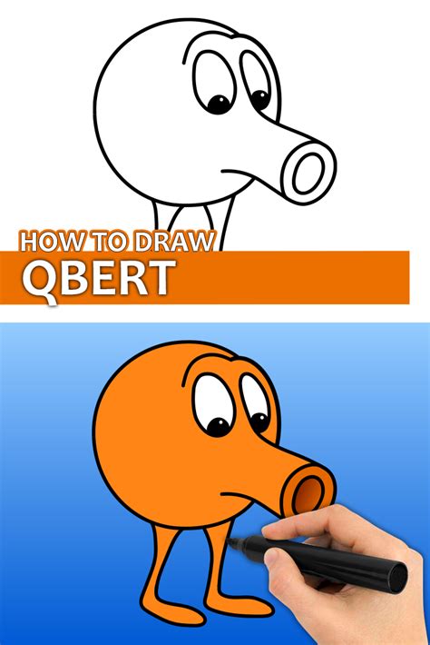 orange cartoon character holding  marker     viewer
