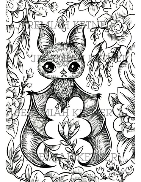 vampire bat coloring page instant  etsy bat coloring pages