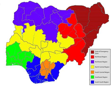 nigeria states map  nigerian map showing states western africa