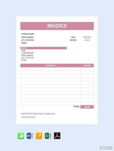 service invoice templates  psd numbers pages excel
