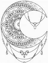 Mandala Moon Coloring Tattoo Pages Luna Geometric Para Drawing Designs Sole Meaning Tattoos Tatuaggio Tatuaggi Sun Color Del Con Small sketch template