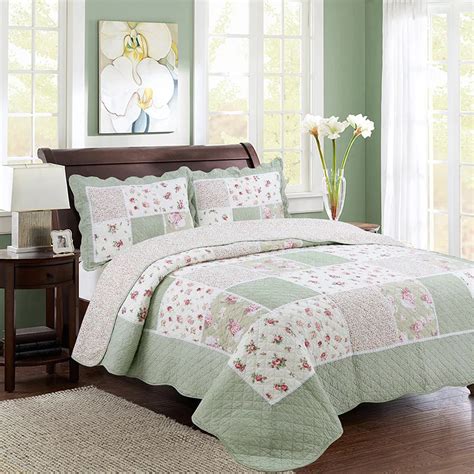 chausub patchwork bedspread quilt set pcs korea floral cotton coverlets quilted quilts