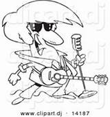 Outline Rocker Guitar Coloring Cartoon Microphone Pages Color sketch template