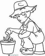 Coloring Spring Farmer Pages Boy sketch template