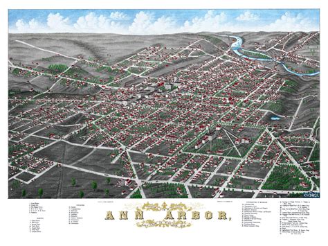 colorized  restored map  ann arbor michigan   knowol