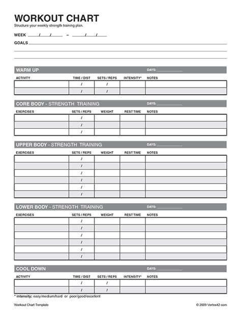 printable workout chart   vertexcom workout sheets