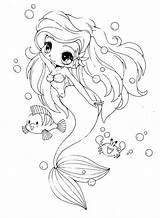 Coloring Mermaid Pages Chibi Anime sketch template