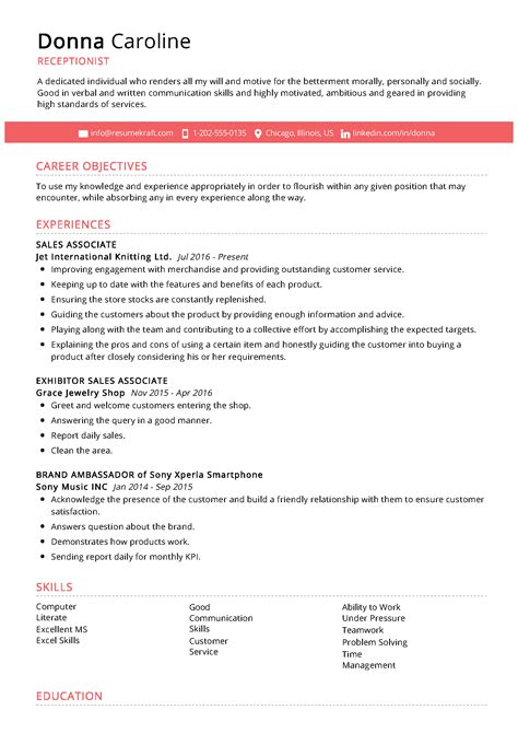 receptionist resume sample   resumekraft