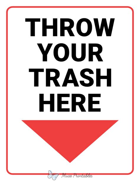 printable throw  trash  sign