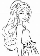 Barbie Coloring Pages Kids Hair Printables Cartoon Long Girls Choose Board sketch template