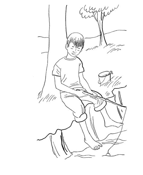 boy fishing coloring page coloring home