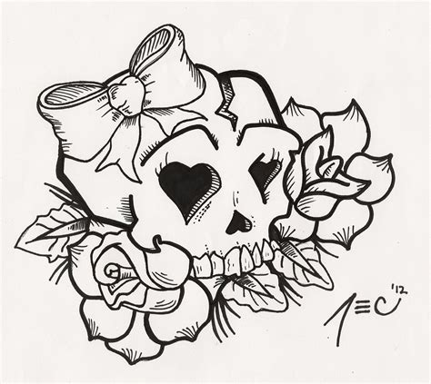 girly skull tattoo  theadrock  deviantart