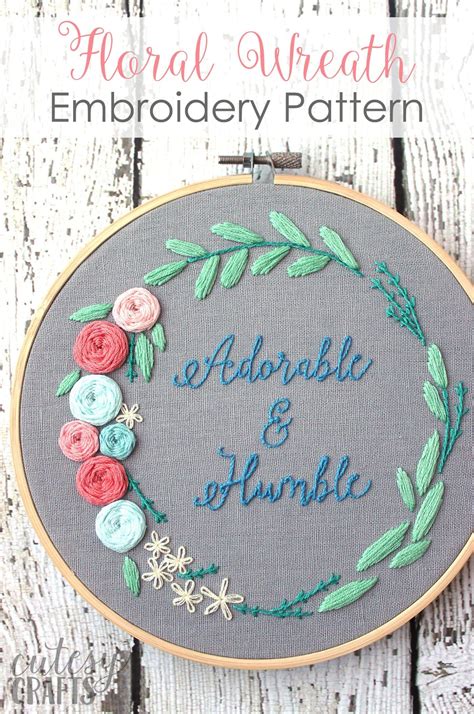 adorable  humble  floral wreath hand embroidery pattern