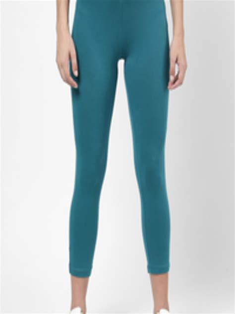 buy rb women blue solid  fourth length sports wear leggings leggings  women