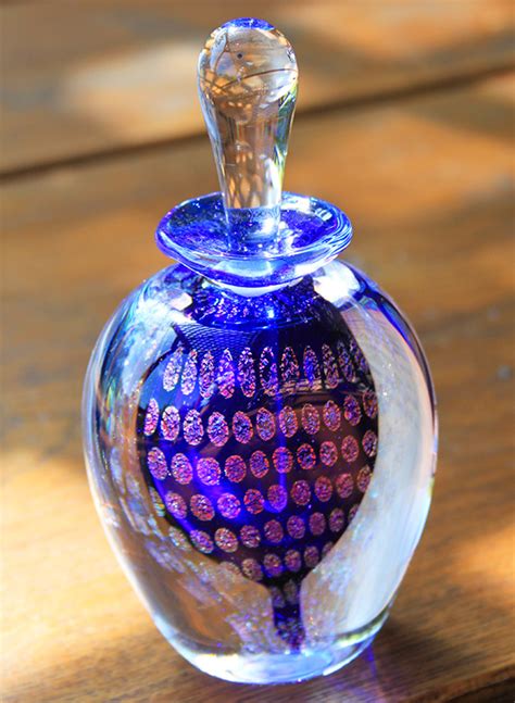 Blown Glass Perfume Bottle Cobalt Blue Peacock By