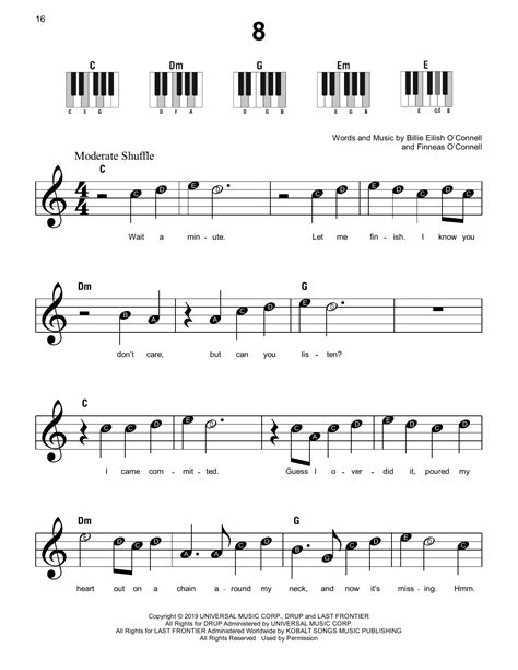 billie eilish piano notes