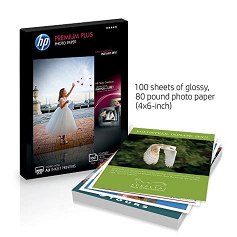 New Hp Photo Paper Premium Plus Glossy 4x6 Inch 100