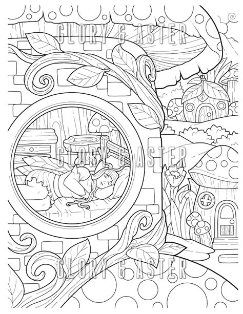 fairy house coloring page printable adult coloring page etsy