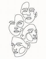 Drawing Lineart Line Face Aesthetic Abstract Multiple Drawings Outline Faces Minimalist Woman Simple Women Painting Draw Canvas Heart Choose Board sketch template