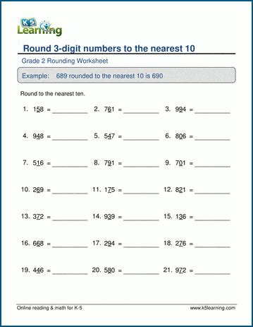 rounding worksheets  learning