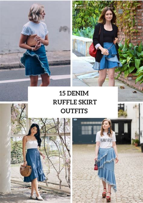 ideas  denim ruffle skirts styleoholic