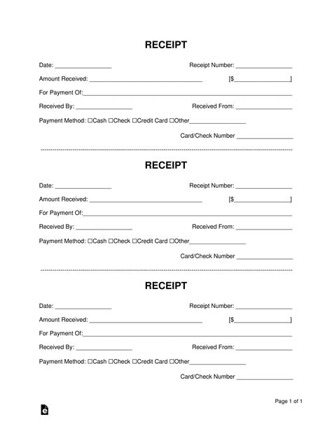 receipt book templates print  receipts  page  word