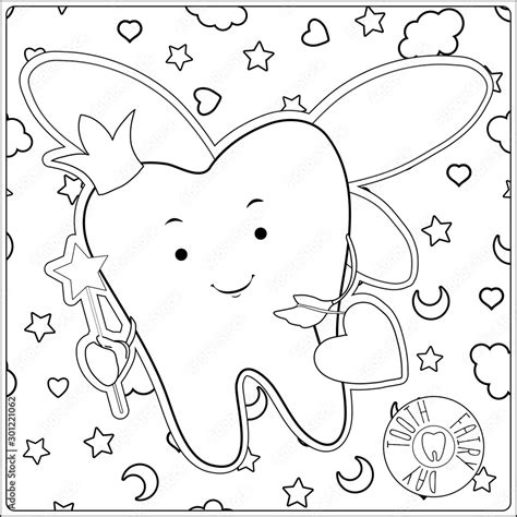 vettoriale stock tooth fairy vector cartoon illustration stylized