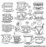 Tea Cup Coloring Drawing Pages Coffee Cups Doodle Mandala Sketch Printable Colouring Saucer Teacups Color Adult Line Embroidery Tasse Doodles sketch template