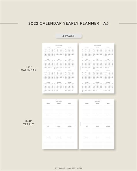 calendar yearly planner printable inserts  month goals