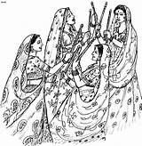 Diwali Traditional Dandiya Dances Cliparts Holi Navratri Raas Vrindavan Coloringhome Depicting Performed sketch template