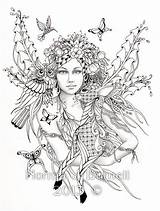Coloring Pages Printable Fairy Adult Fairies Burnell Norma Adults Color Tangles Forest Sheet Sheets 8x10 Deer Owls Colouring Drawings Digi sketch template