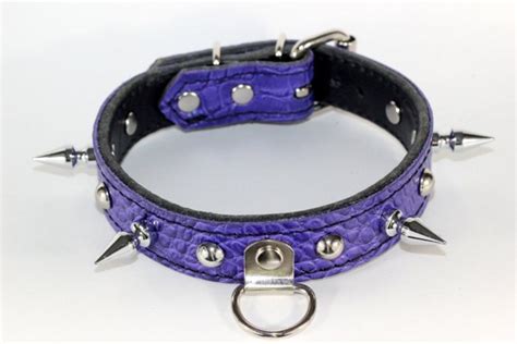 spiked purple leather human collar purple human collar etsy