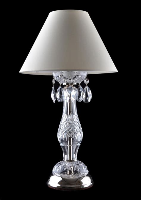 bulb silver crystal table lamp  cut almonds   white