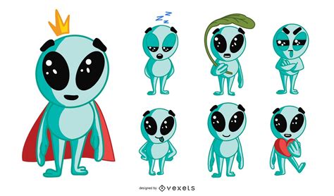 cute alien character set vector