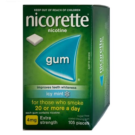nicorette mg icy mint nicotine gum  piece box nrtshop