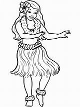 Coloring Hawaiian Hula Pages Dance Girl Drawing Dancer Traditional Hawaii Printable Flower Girls Ballerina Para Luau Color Irish Netart Print sketch template