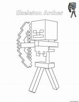 Minecraft Skeleton Coloring Pages Archer Printable Color sketch template